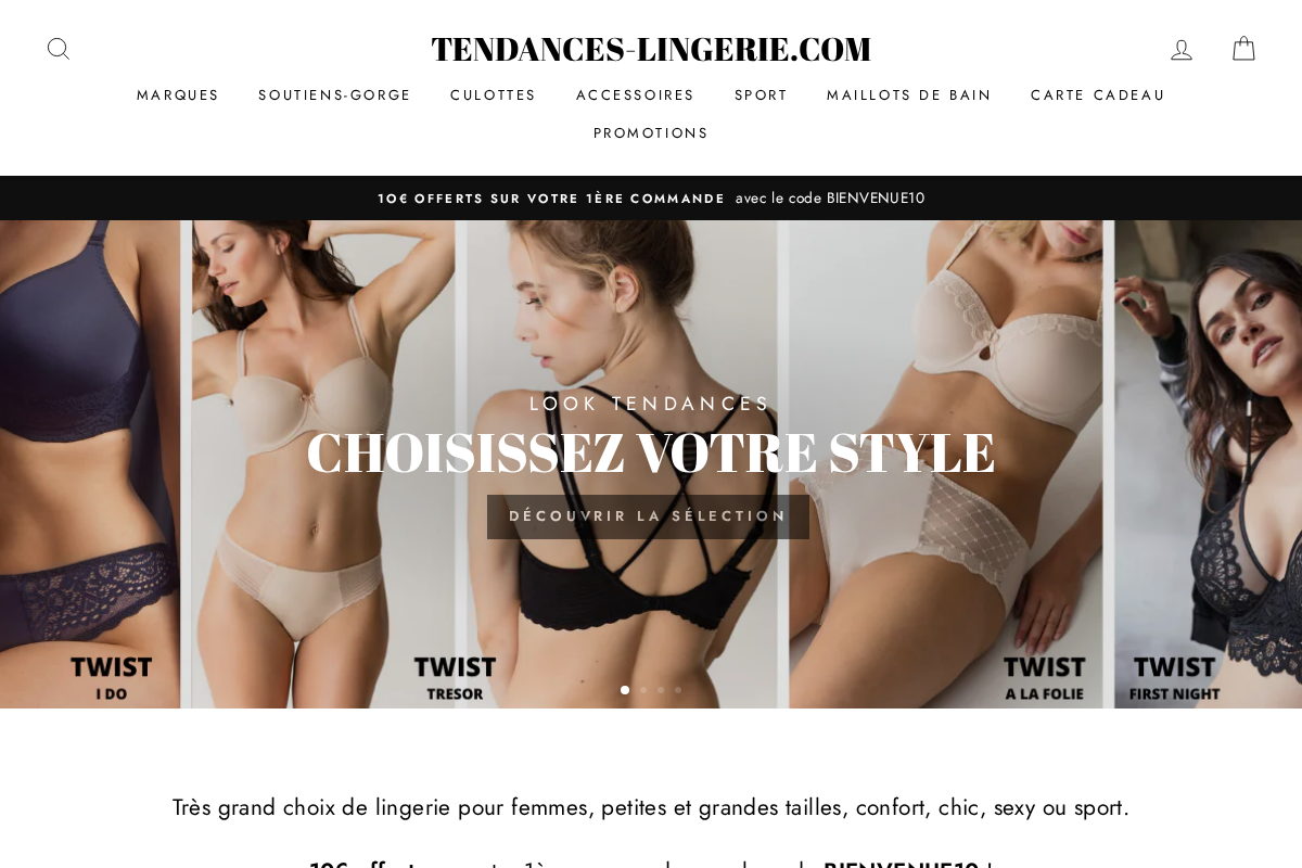 Tendances-lingerie.com homepage screenshot