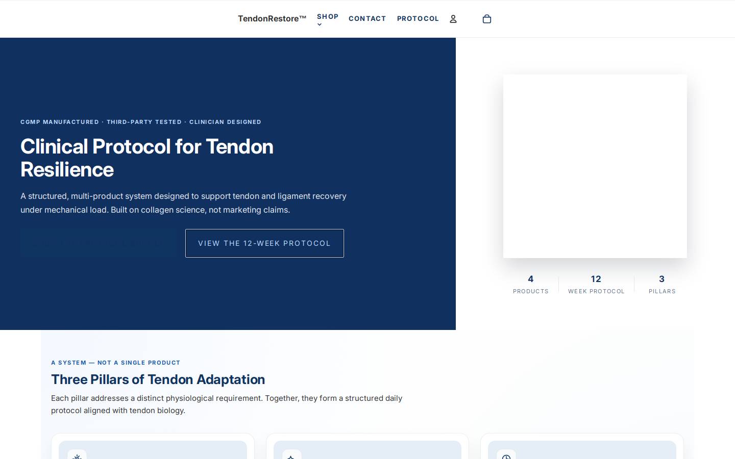 tendonrestore.com homepage screenshot