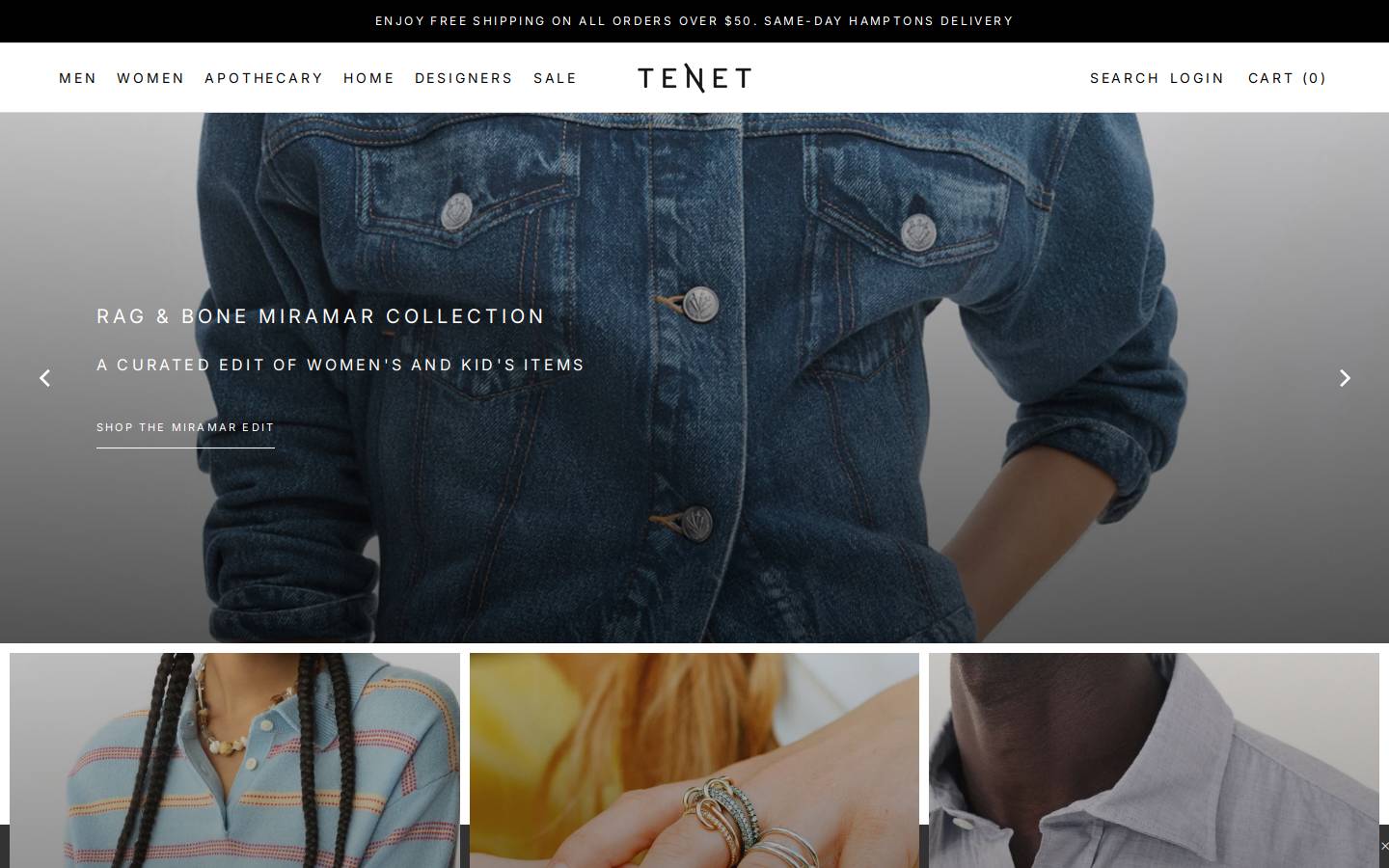 tenetshop.com homepage screenshot