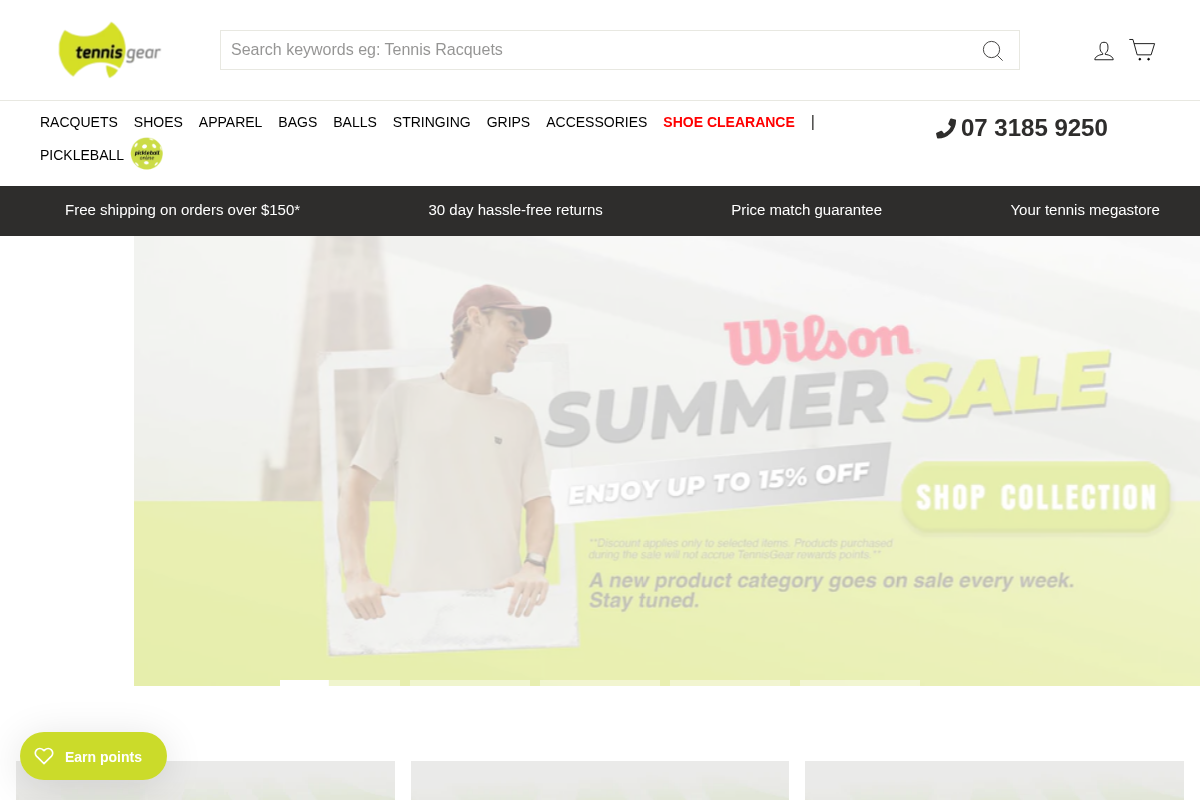 TennisGear homepage screenshot