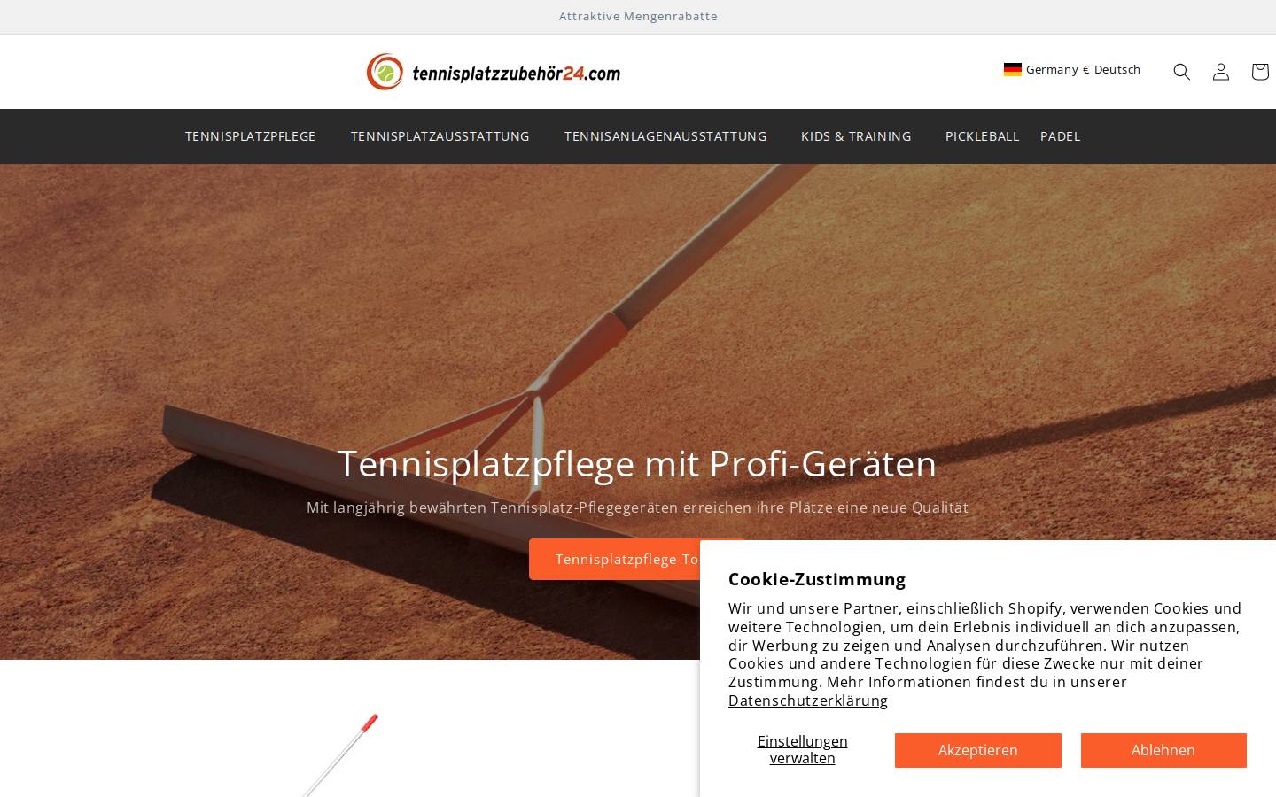 tennisplatzzubehoer24.com homepage screenshot