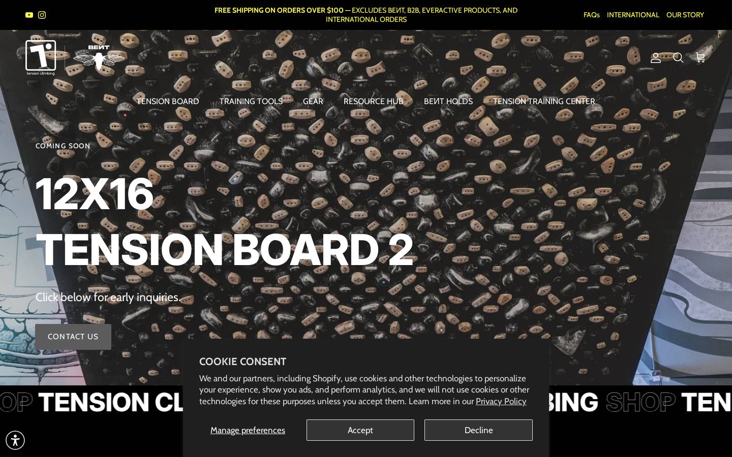 tensionclimbing.com homepage screenshot