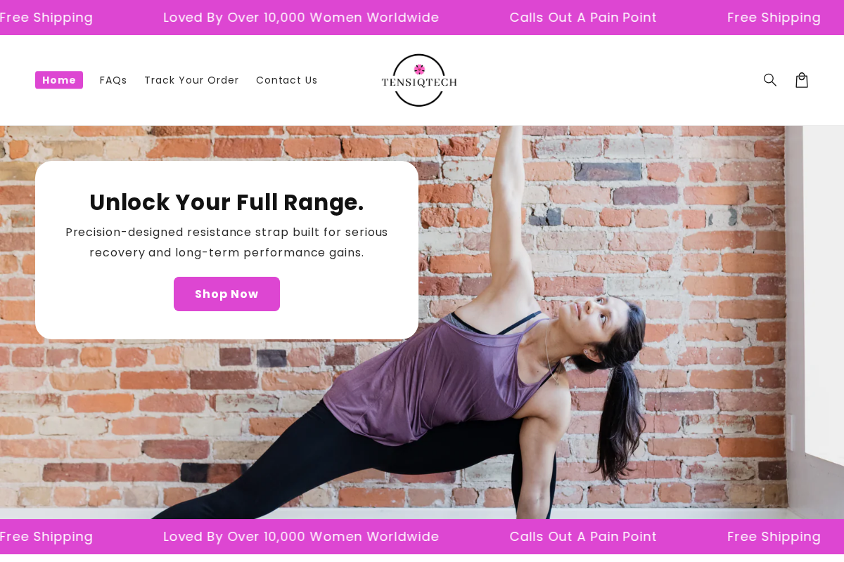 tensiqshop.com homepage screenshot