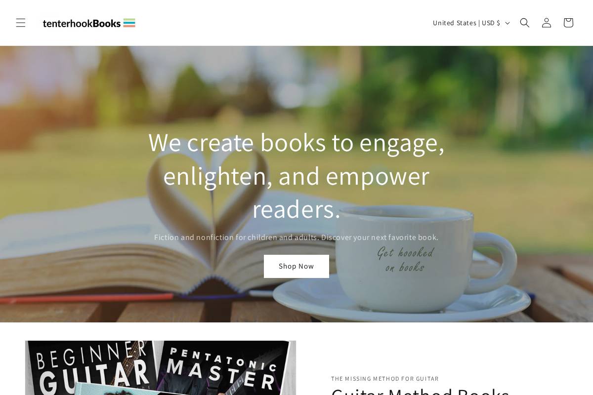 tenterhookbooks.com homepage screenshot
