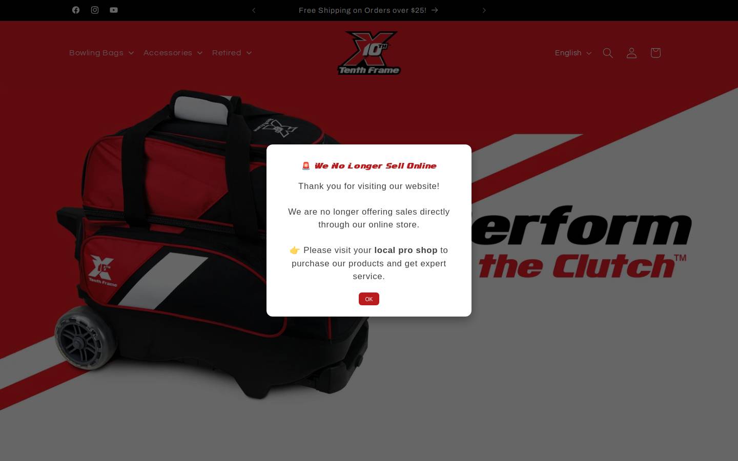 tenthframeproducts.com homepage screenshot