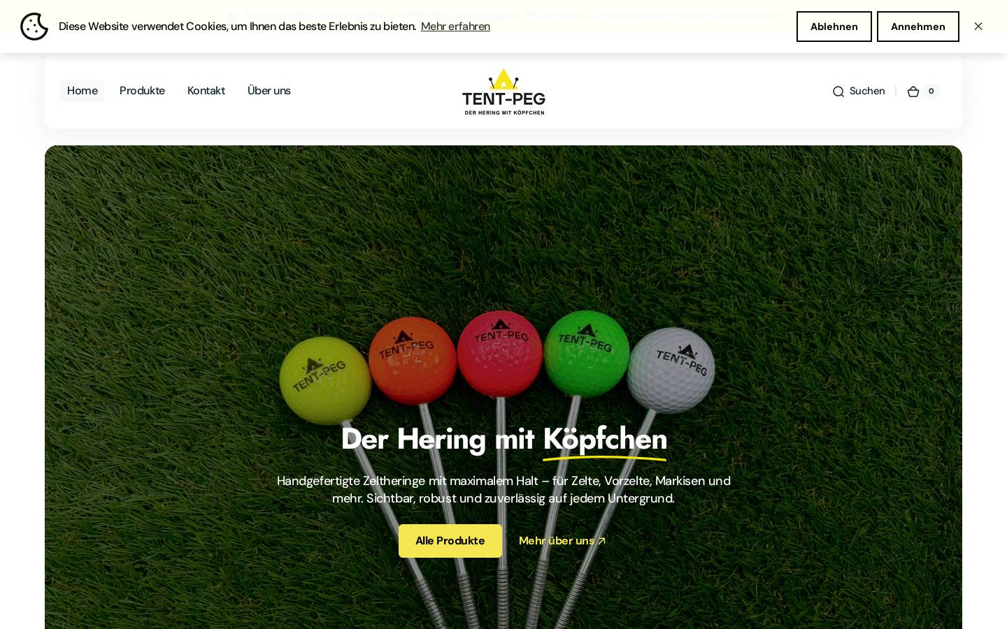 tentpeg.de homepage screenshot