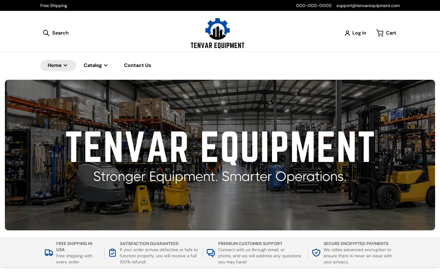 tenvarequipment.com homepage screenshot