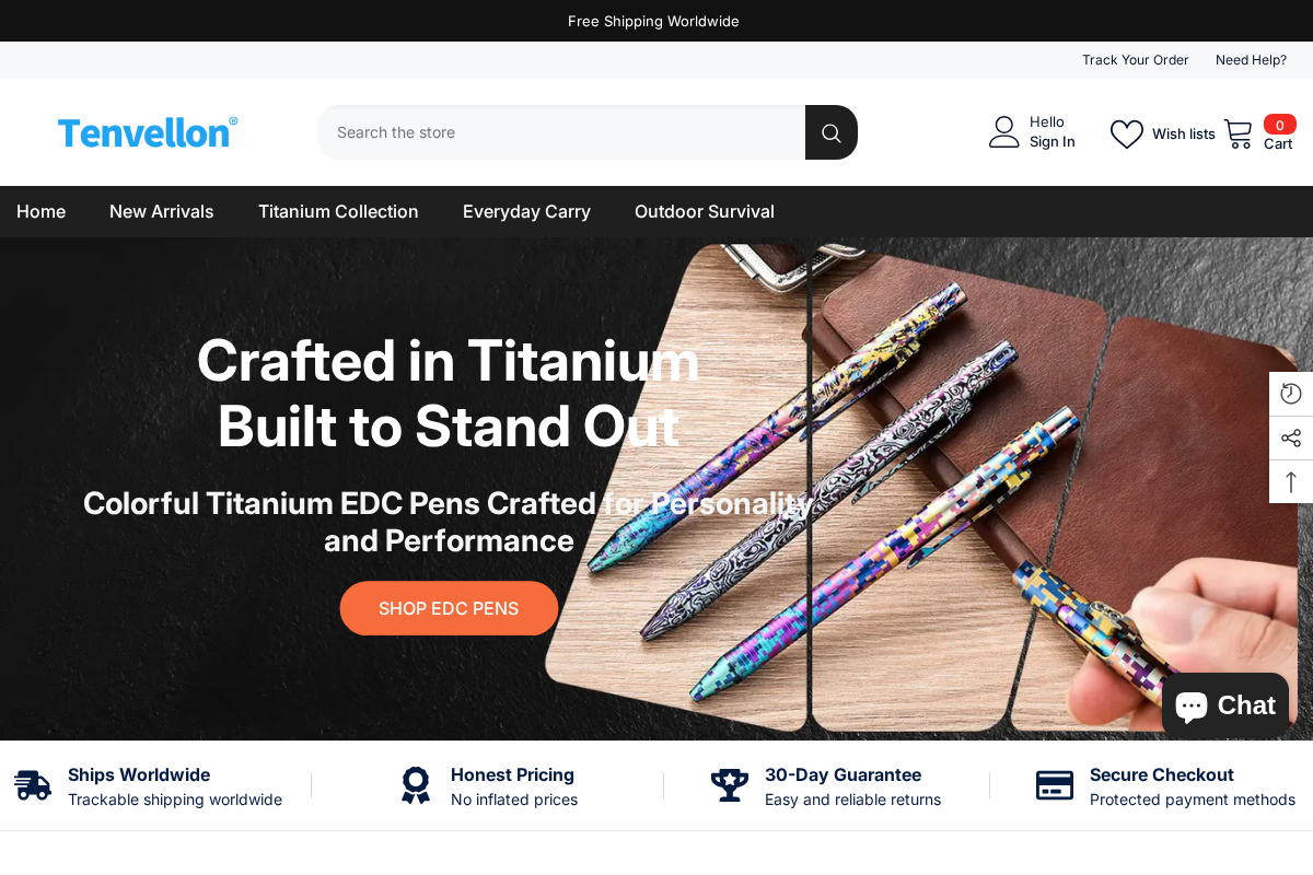 Tenvellon homepage screenshot