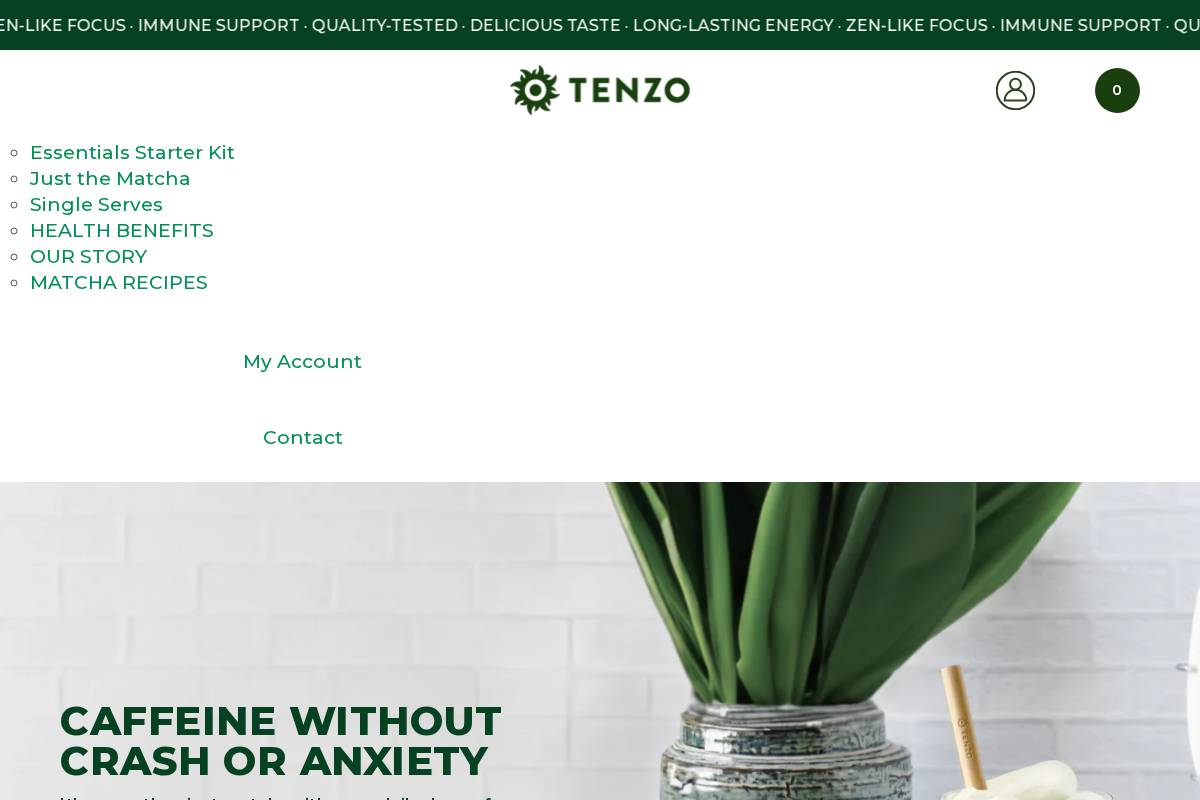 Tenzo Tea homepage screenshot