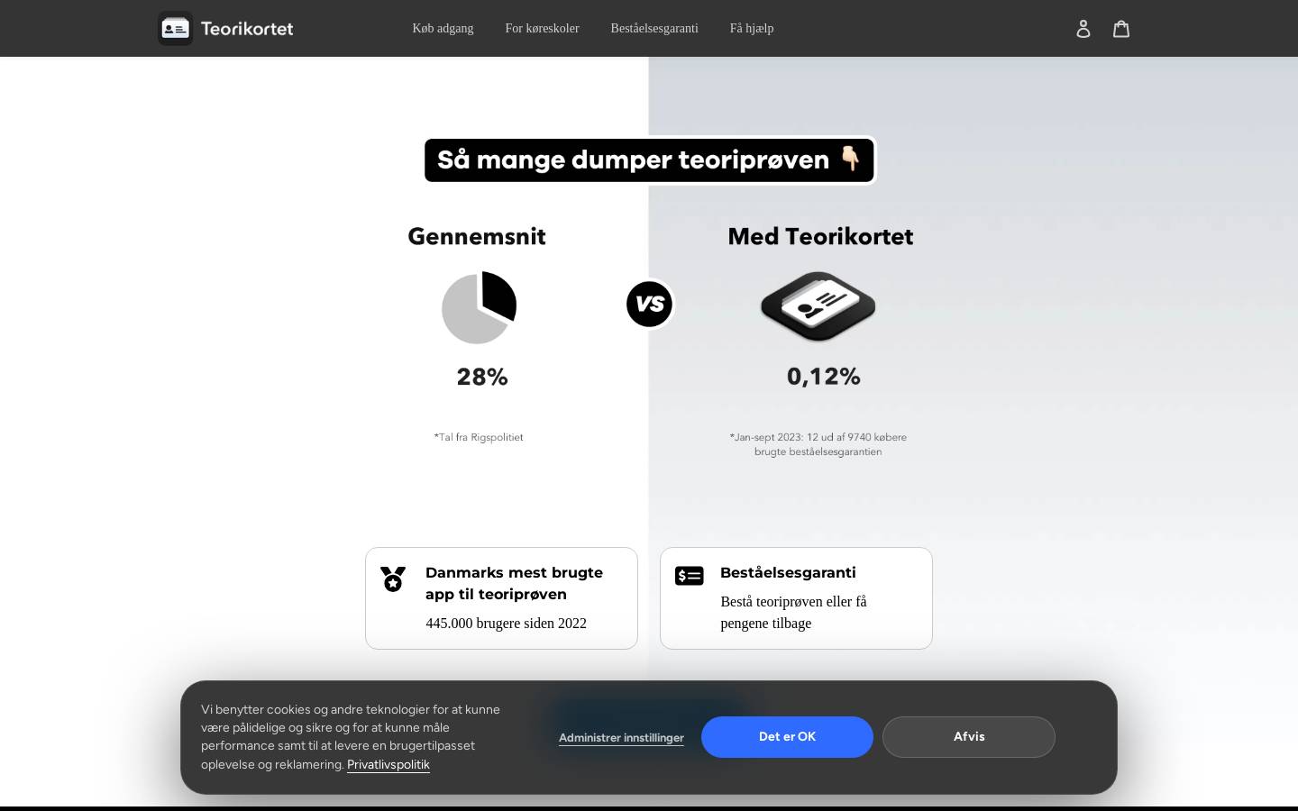 Teorikortet - Bestå teoriprøven homepage screenshot