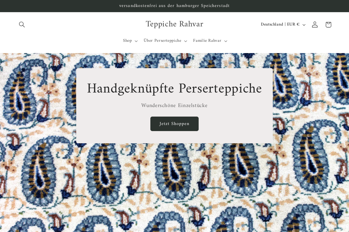 Teppiche Rahvar homepage screenshot