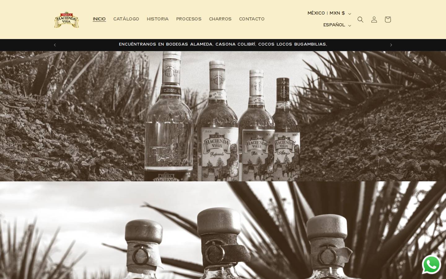 tequilahaciendavieja.com homepage screenshot