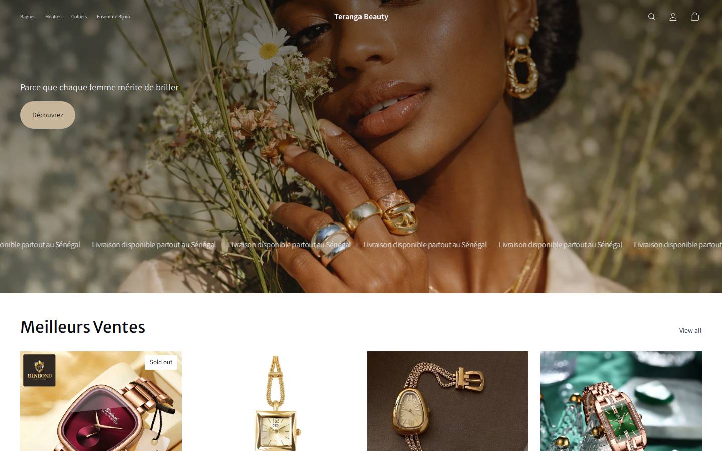 teranga-beauty.com homepage screenshot