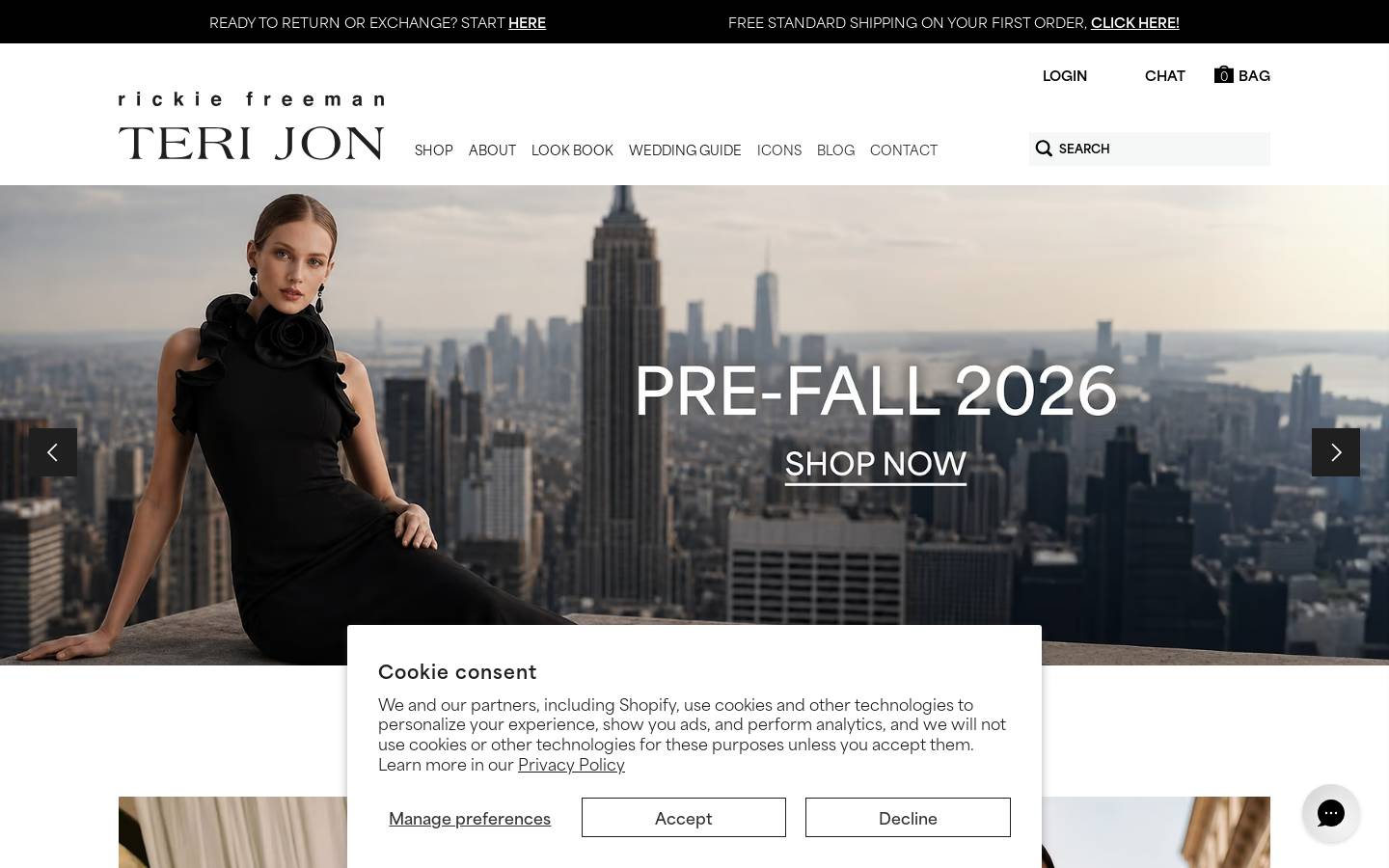 Teri Jon homepage screenshot