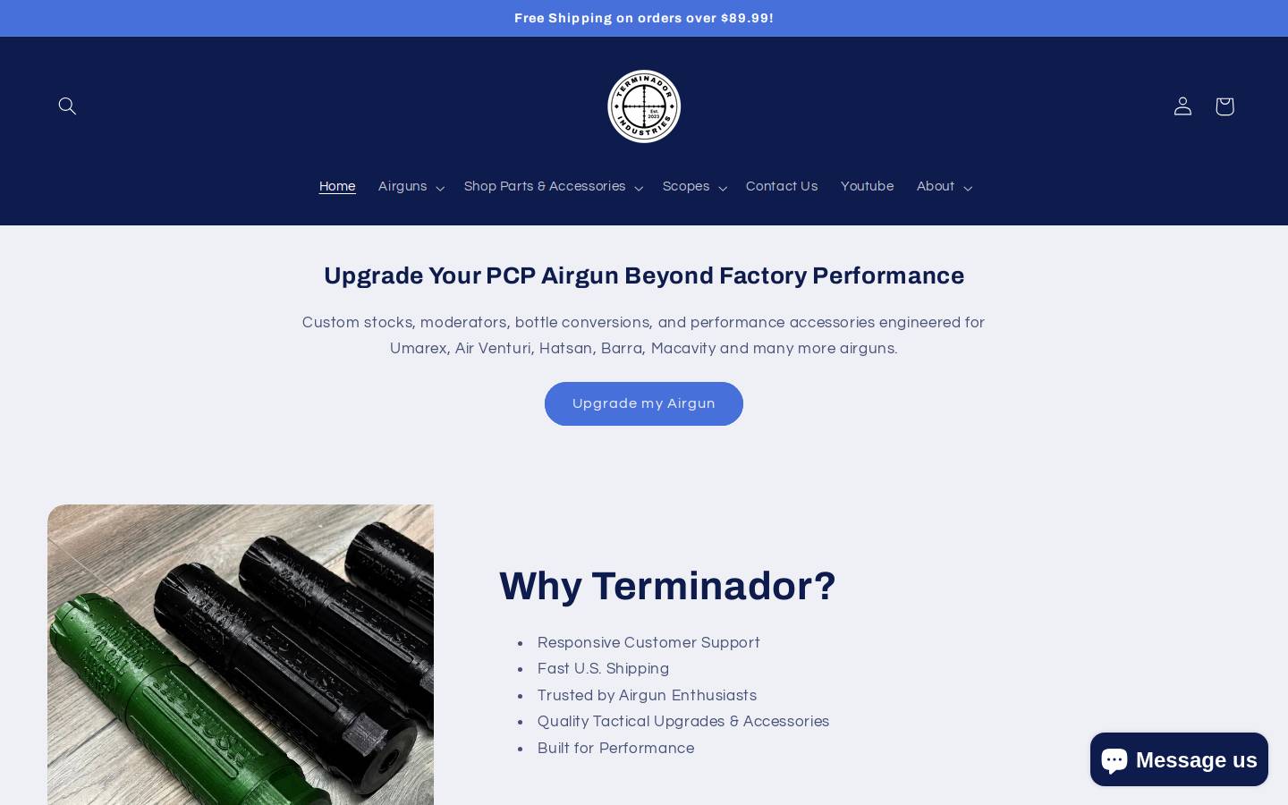 terminadorindustries.com homepage screenshot