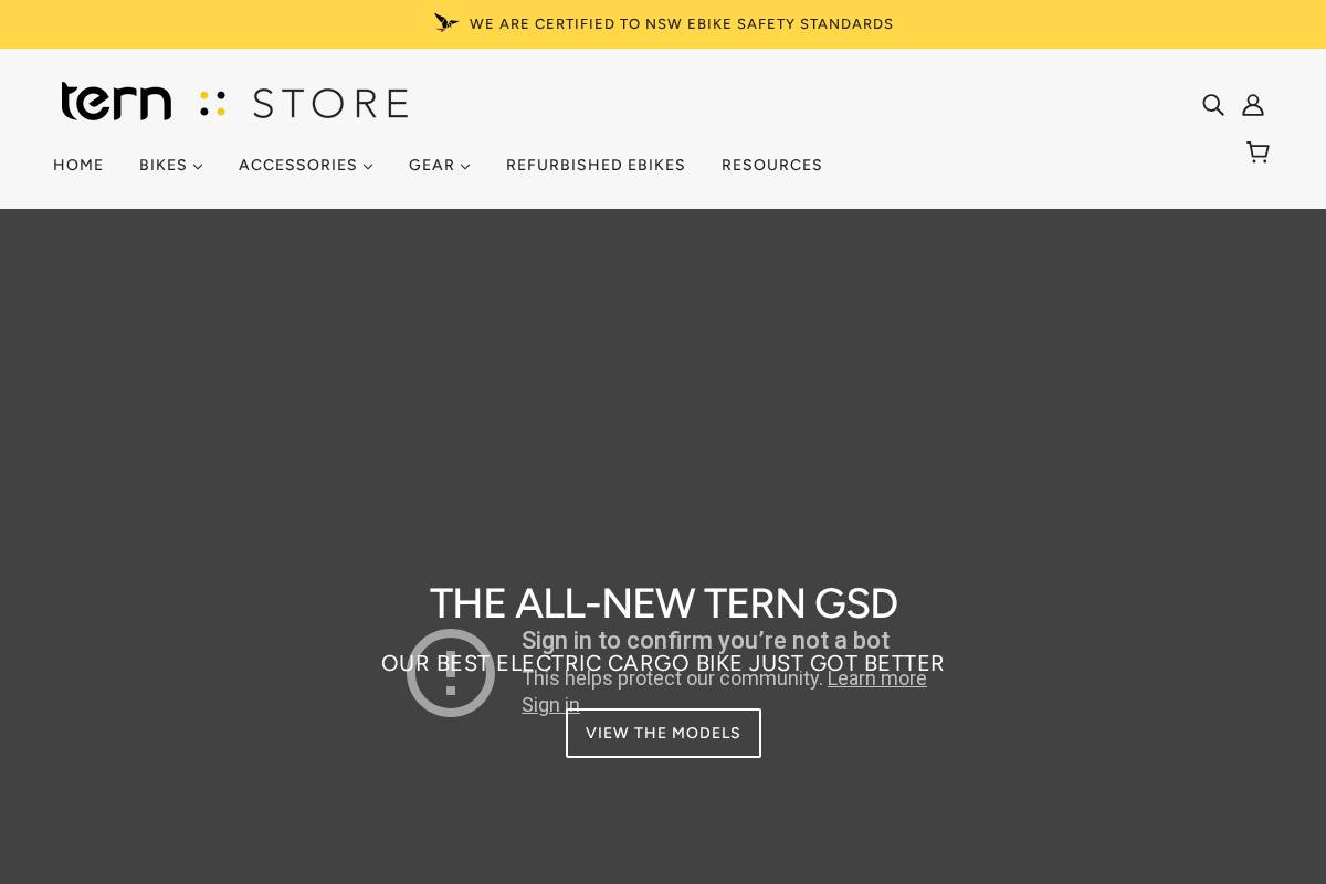 Tern Bicycles homepage screenshot