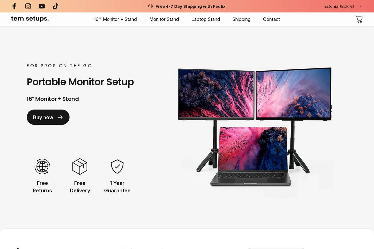 Tern Setups homepage screenshot