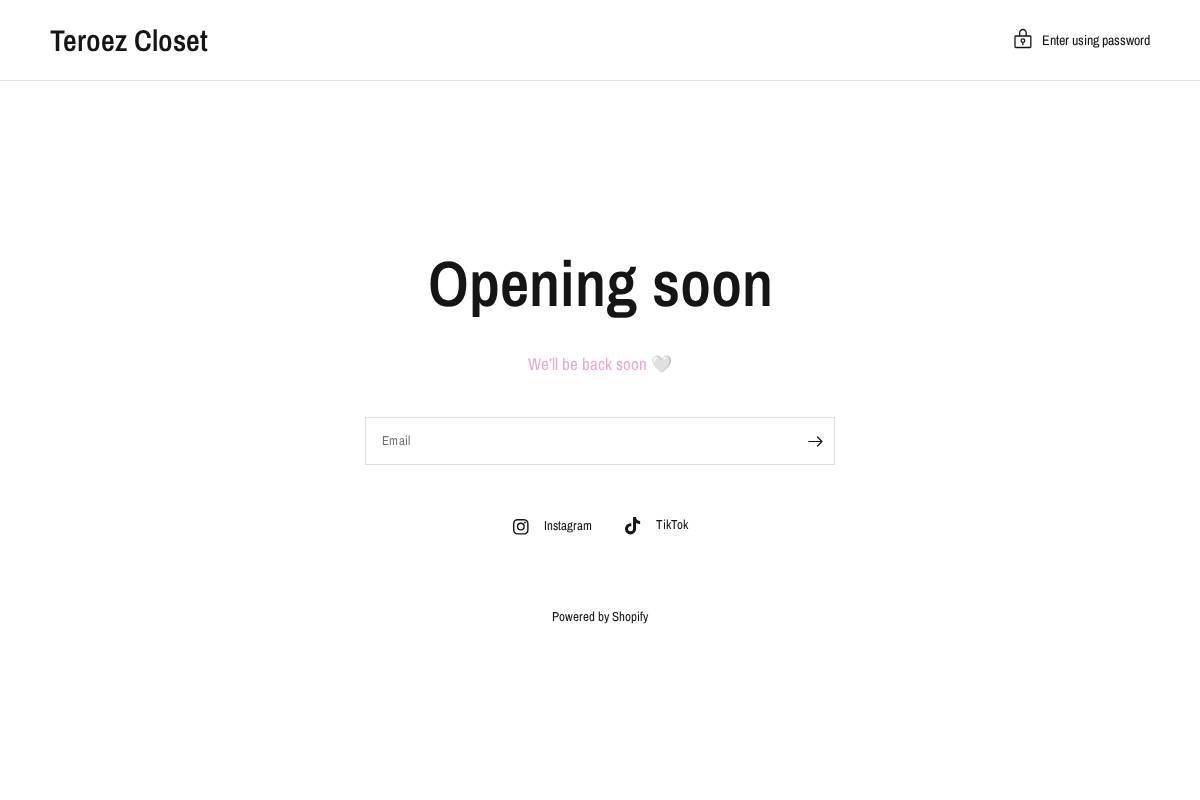 teroezcloset.com homepage screenshot