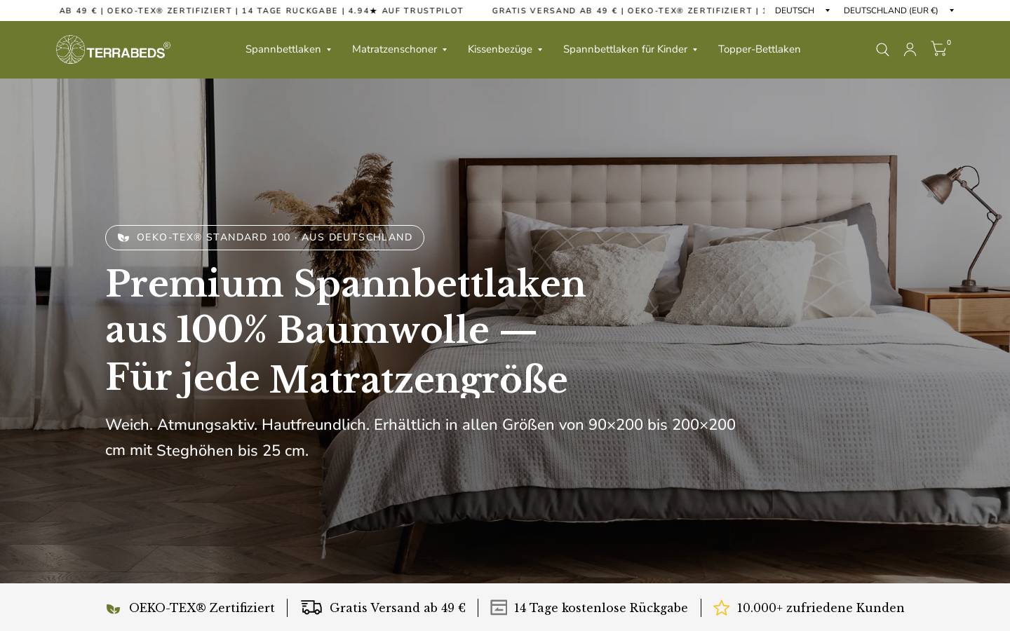 Terra Beds homepage screenshot