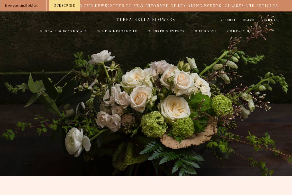 terrabellaflowers.com homepage screenshot