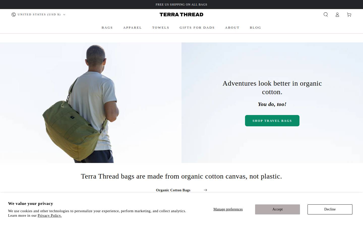 Terrathread homepage screenshot