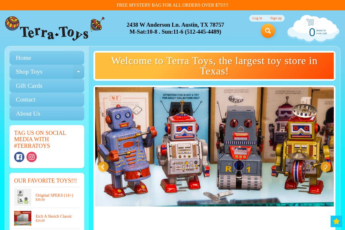 Terratoys homepage screenshot