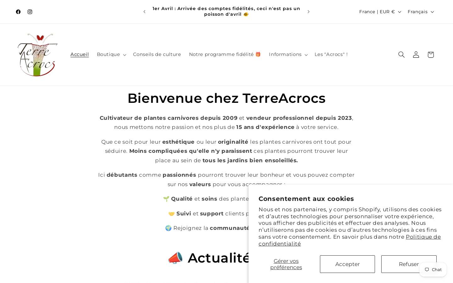 terreacrocs.com homepage screenshot