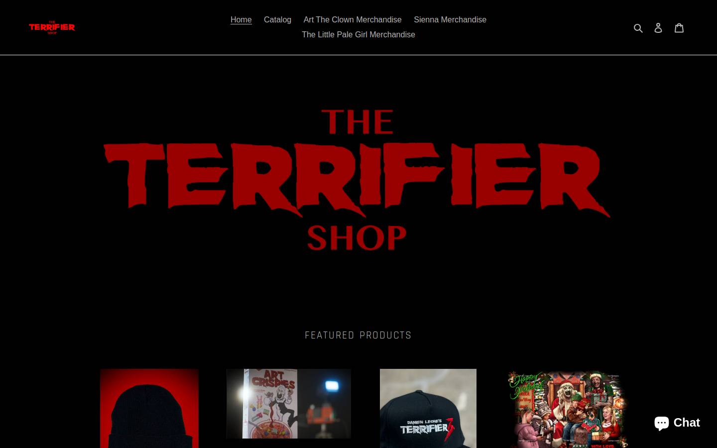 terrifiershop.com homepage screenshot
