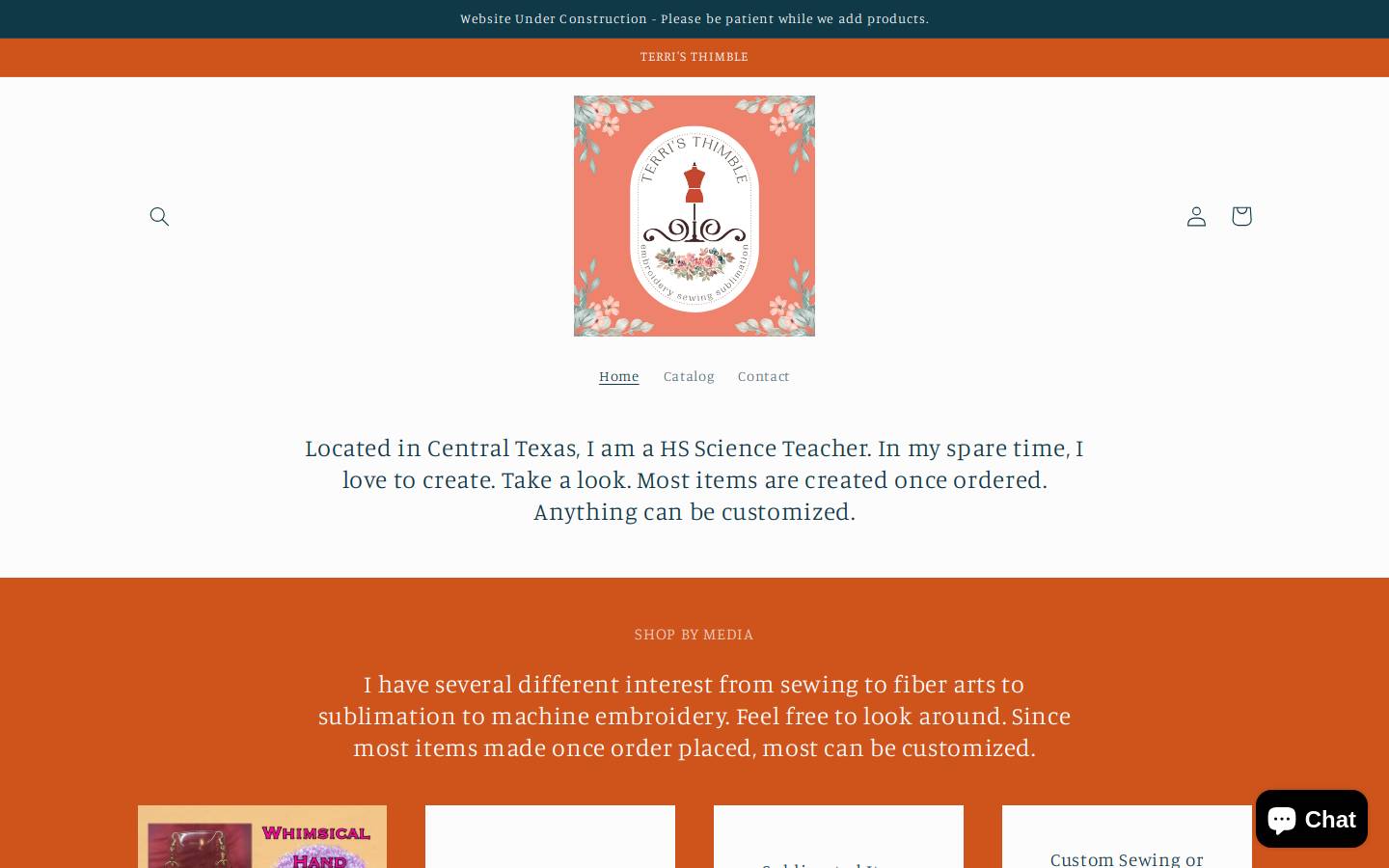 terristhimble.com homepage screenshot