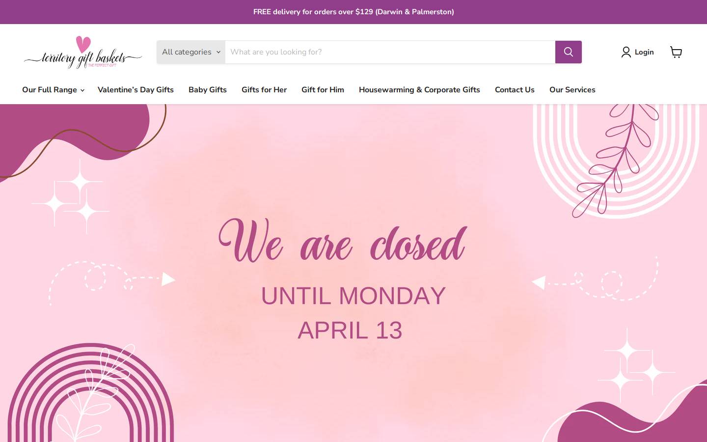 territorygiftbaskets.com.au homepage screenshot