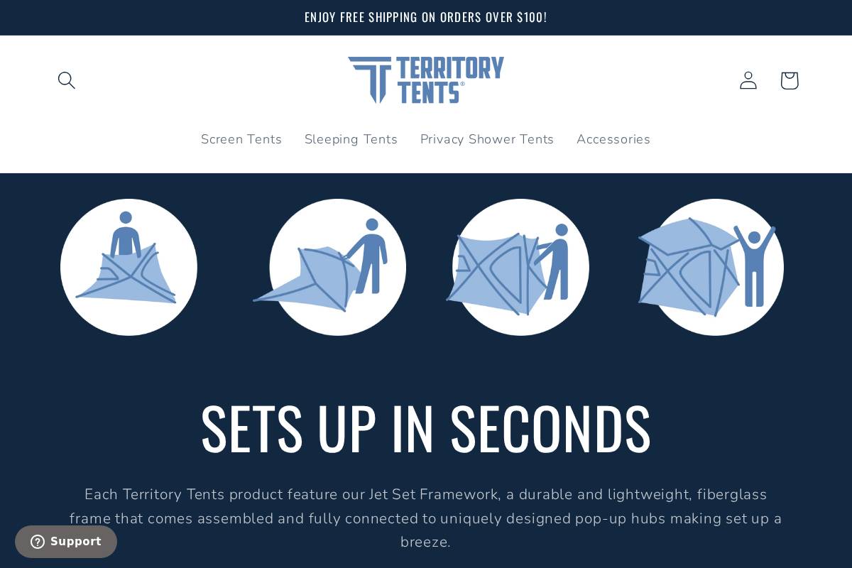 territorytents.com homepage screenshot