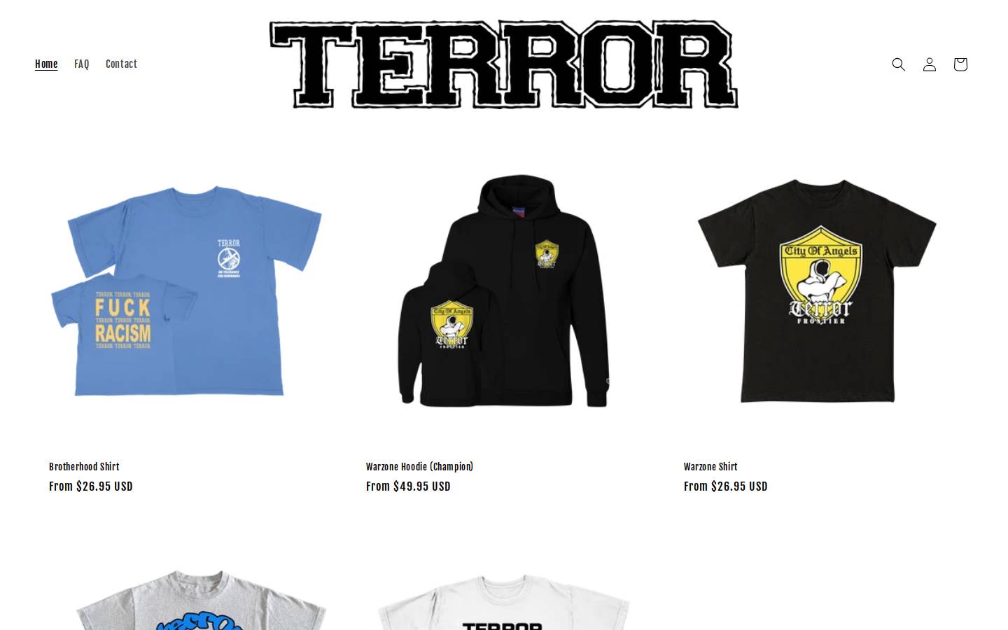 terror-merch.com homepage screenshot