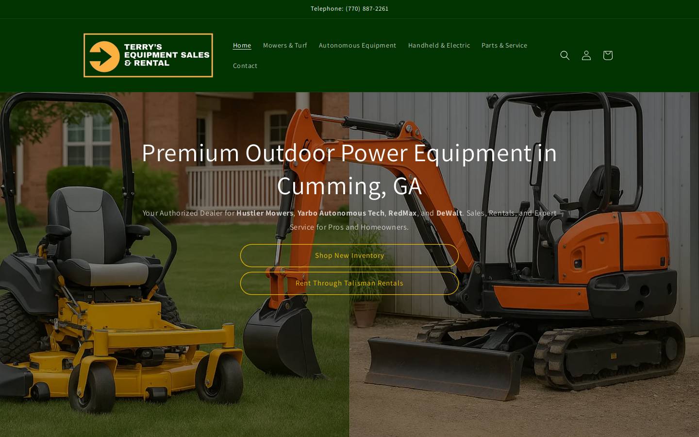 terrysequipmentsales.com homepage screenshot