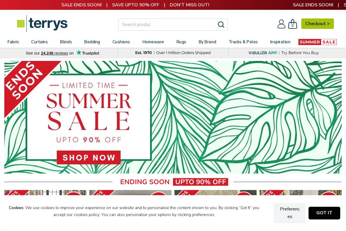 terrysfabrics.co.uk homepage screenshot