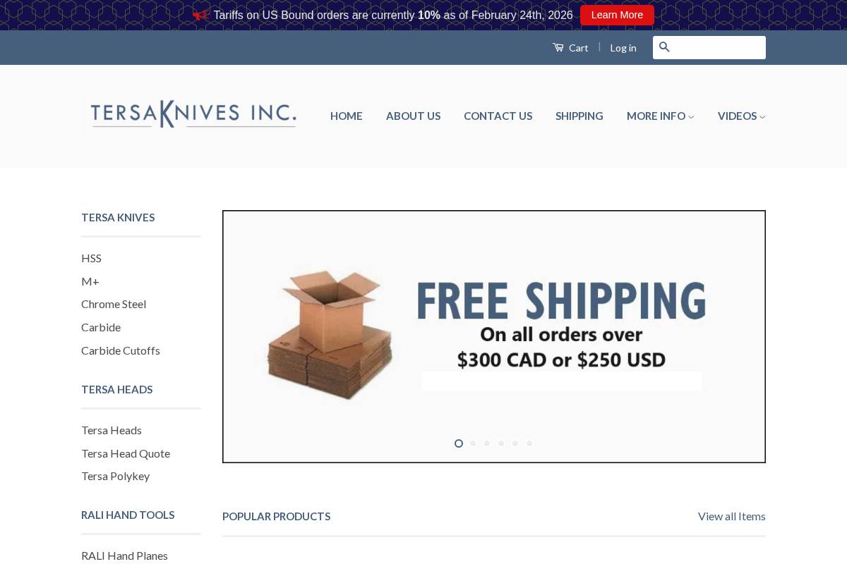 tersaknives.com homepage screenshot