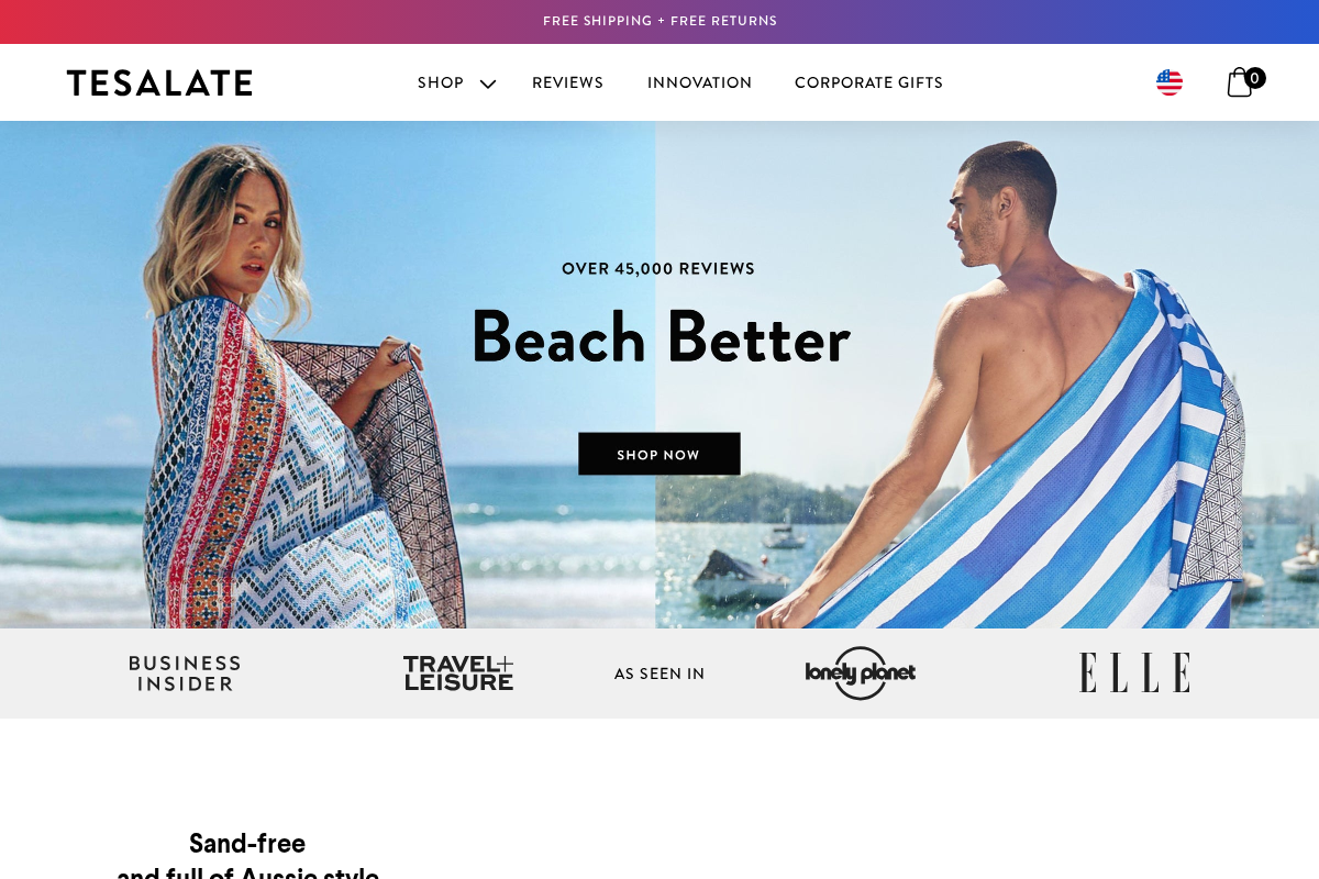 Tesalate homepage screenshot