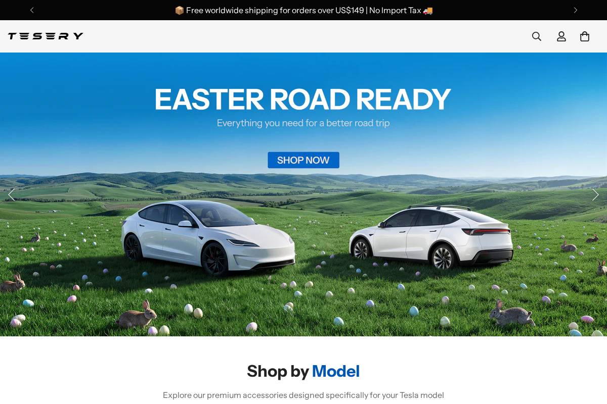 tesery.com homepage screenshot