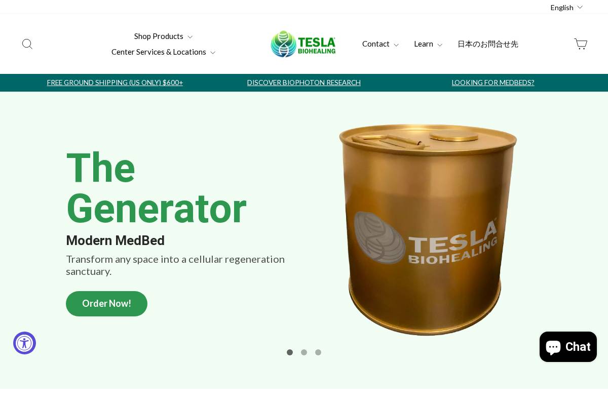 Tesla BioHealing, Inc. homepage screenshot