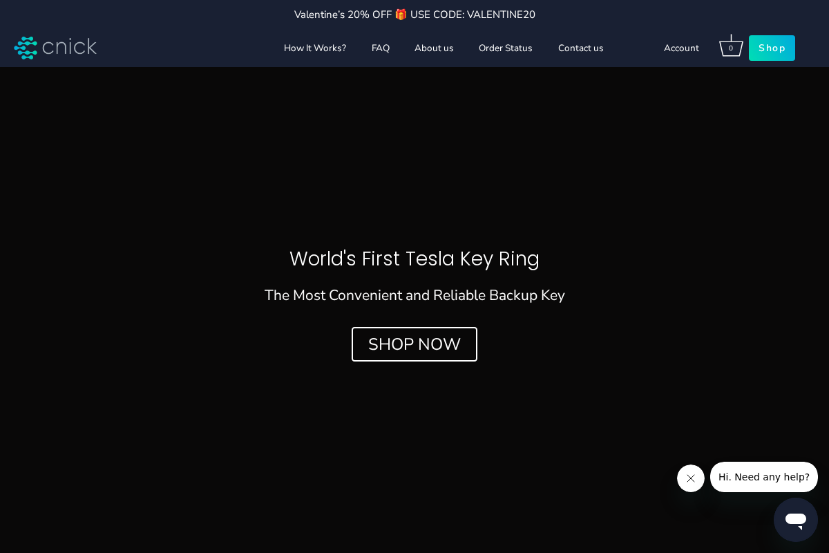 cnick® - Tesla Key Ring homepage screenshot