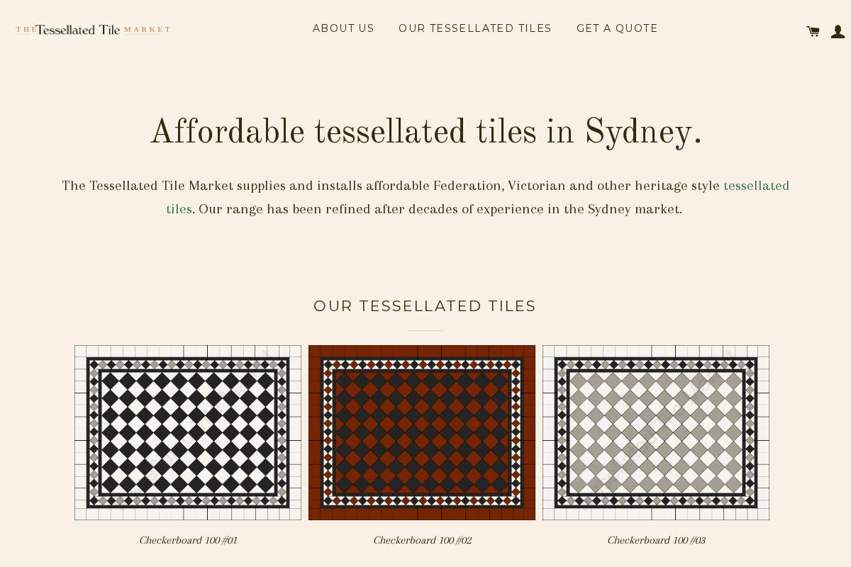 tessellatedtilessydney.com.au homepage screenshot