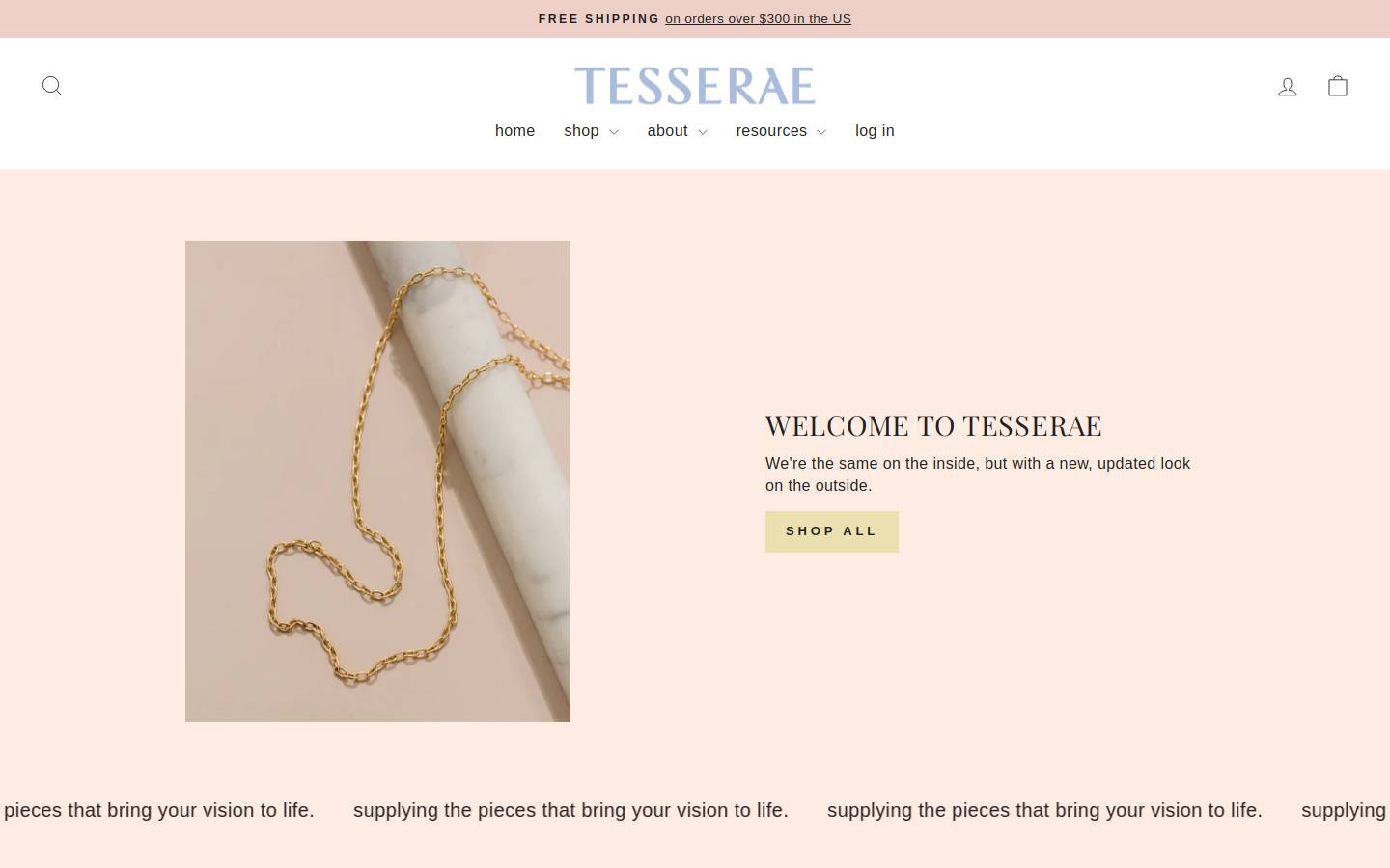 tesserasupply.com homepage screenshot