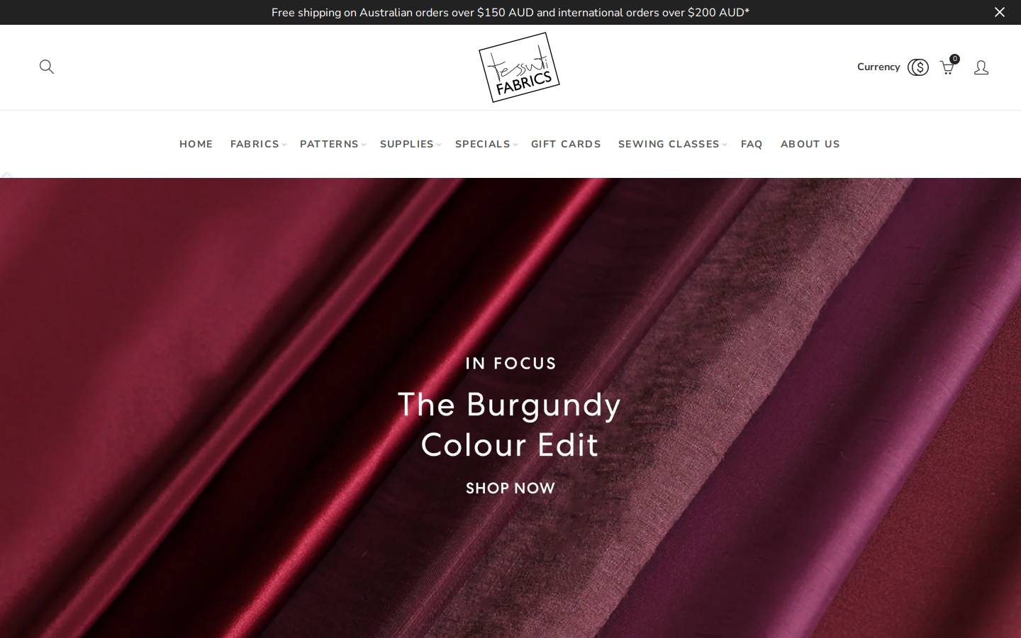 tessuti-shop.com homepage screenshot