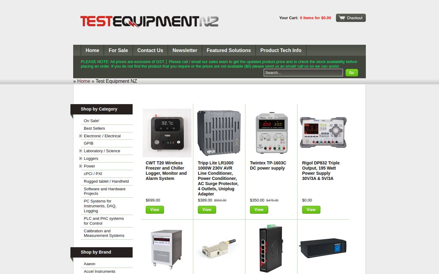testequipment.nz homepage screenshot