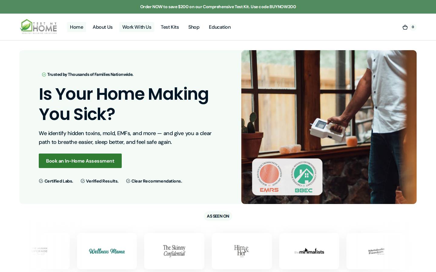 testmyhome.com homepage screenshot