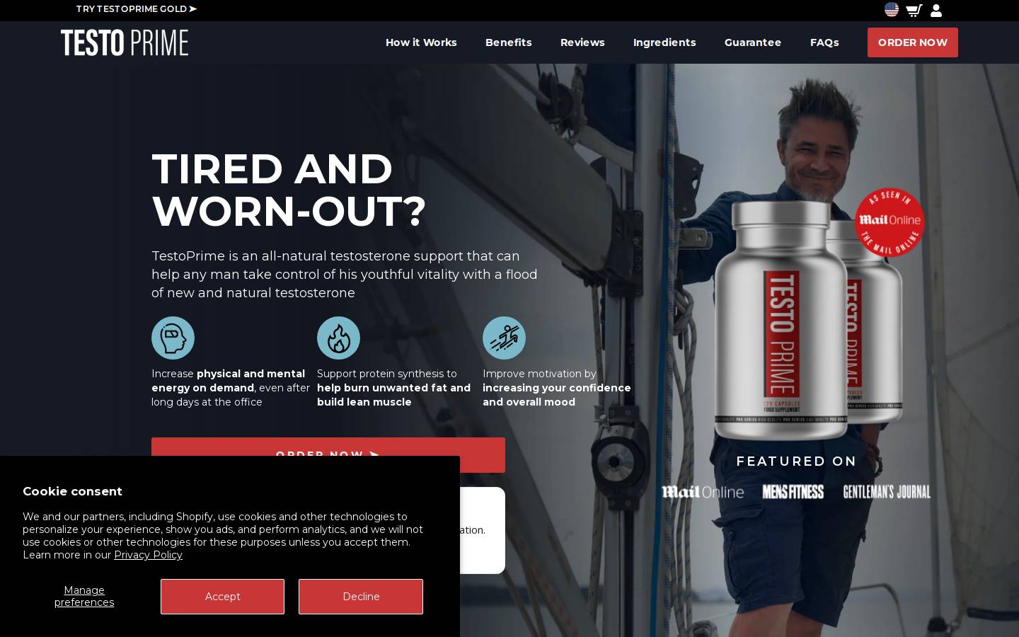 TestoPrime homepage screenshot