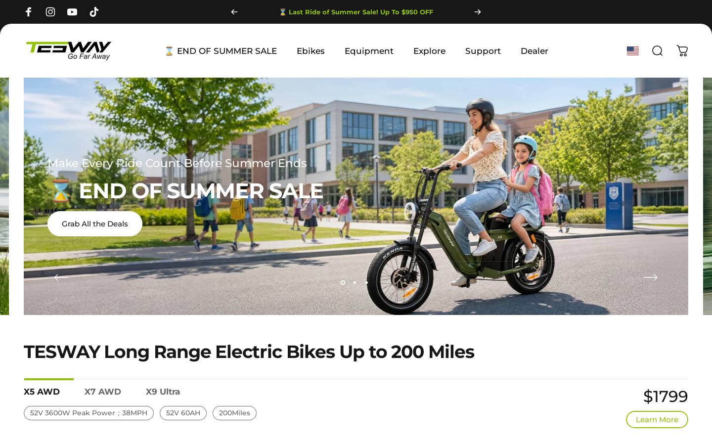 Teswaybike homepage screenshot
