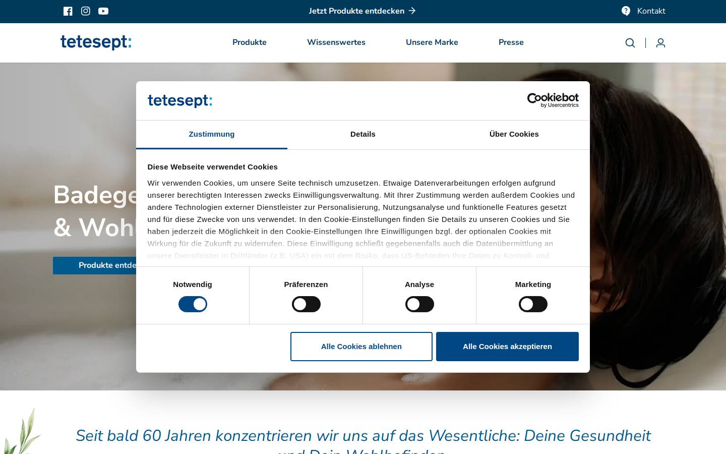 tetesept.de homepage screenshot
