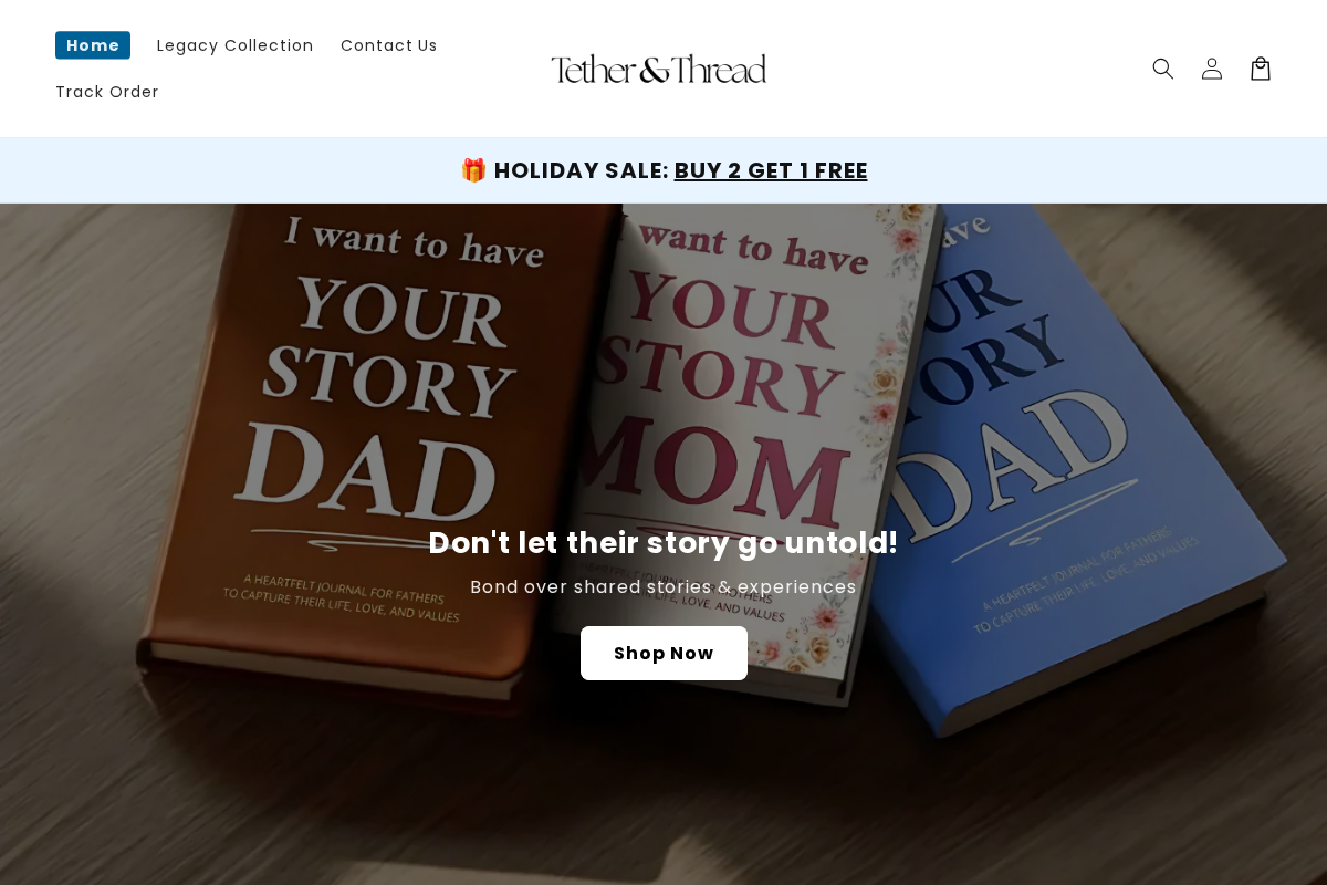 Tether & Thread homepage screenshot
