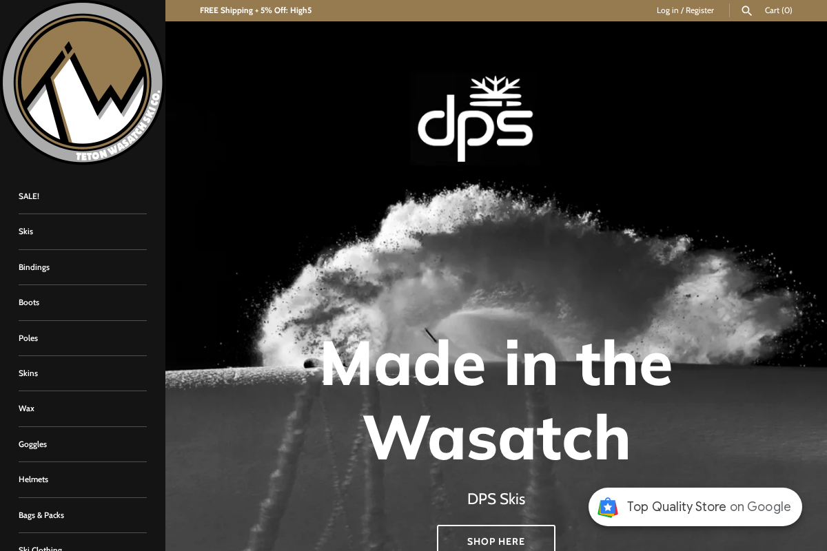 Teton Wasatch Ski Co. homepage screenshot