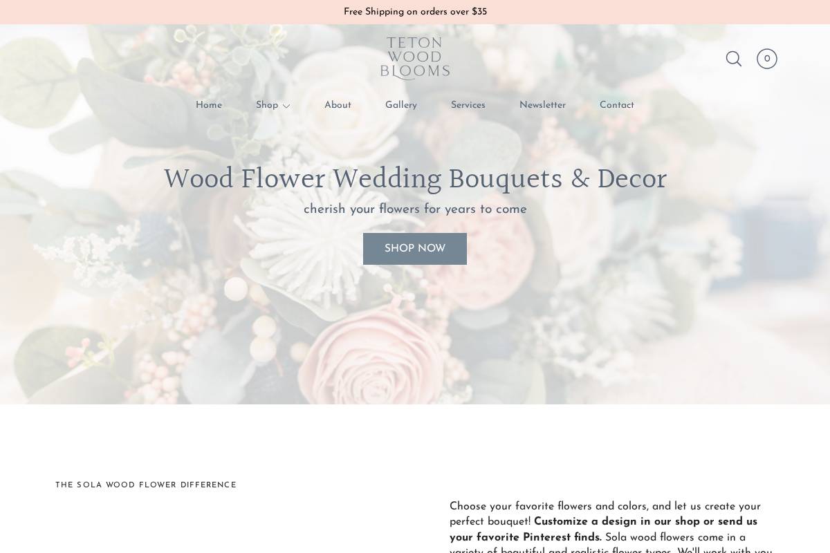 tetonwoodblooms.com homepage screenshot